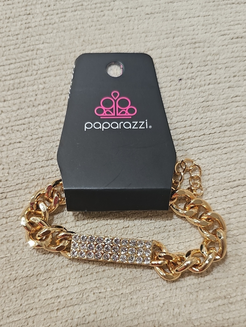 paparazzi Gold Tone Crystal Bar Chain Bracelet - Gold